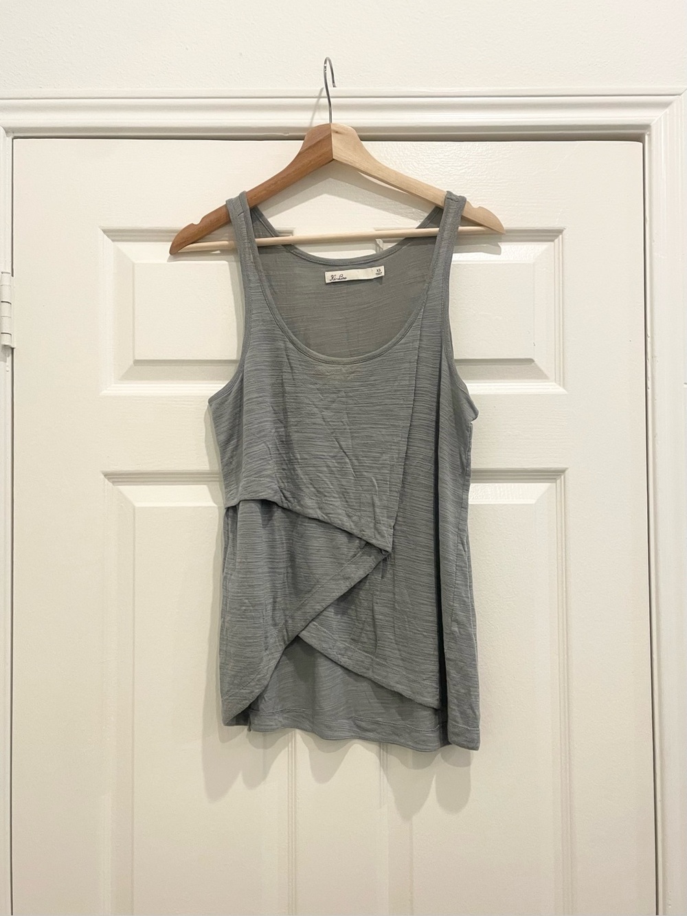 Hi-Line by Madewell asymmetric layered tank, XS, blue grey